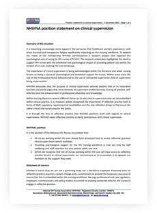 NHIVNA position statement on clinical supervision